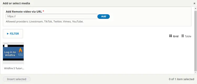 Add or select media working box