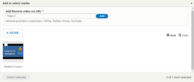 Add or select media working box